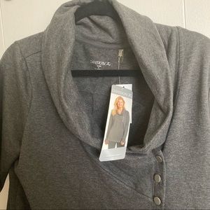 Danskin French Terry Wrap dark gray athletic button sweatshirt